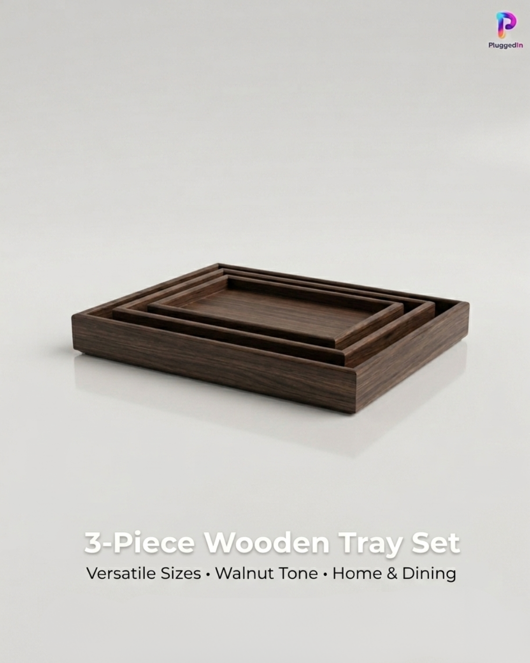 3 piece wooden tray